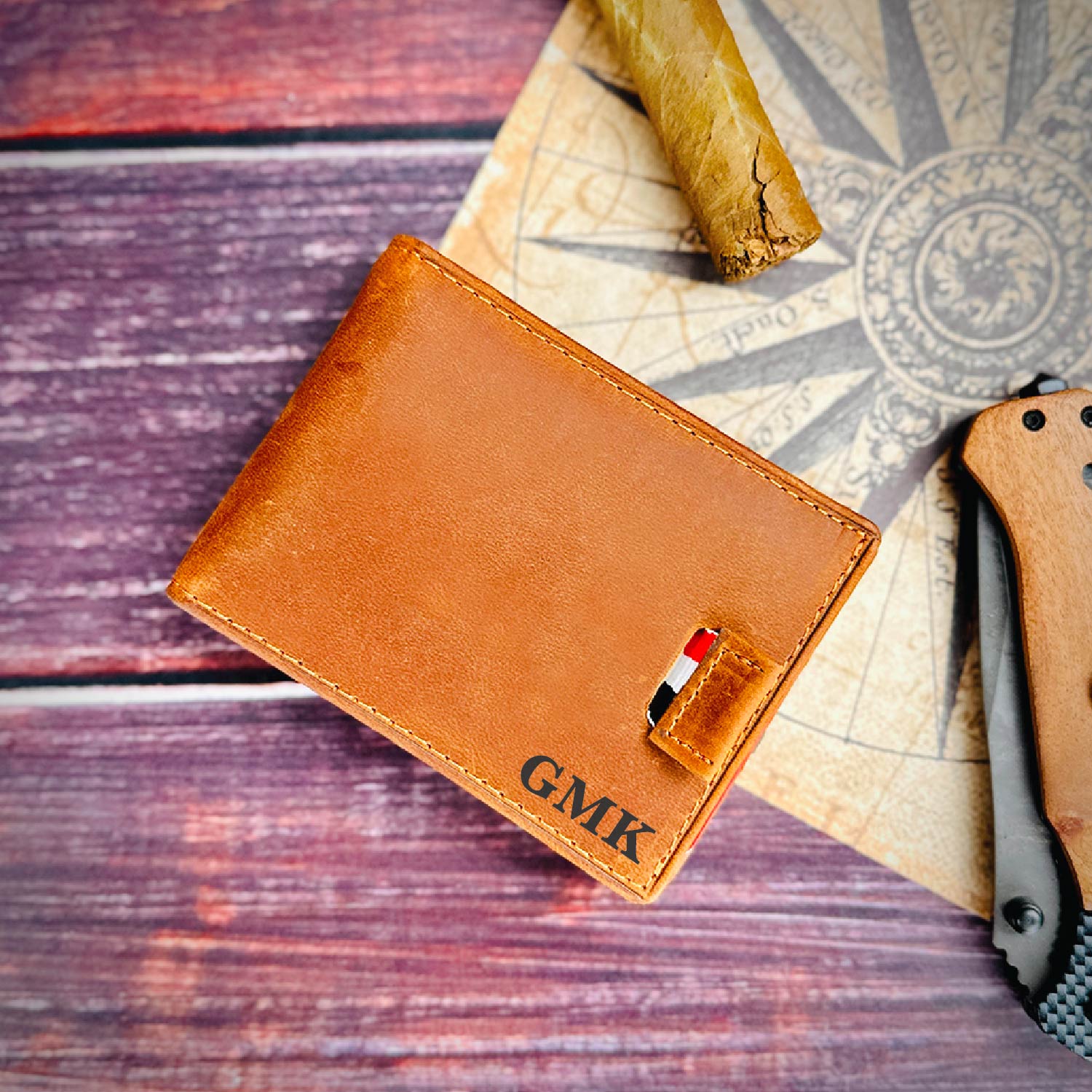 Quick Fold Personalized Leather Wallet with Card Slide