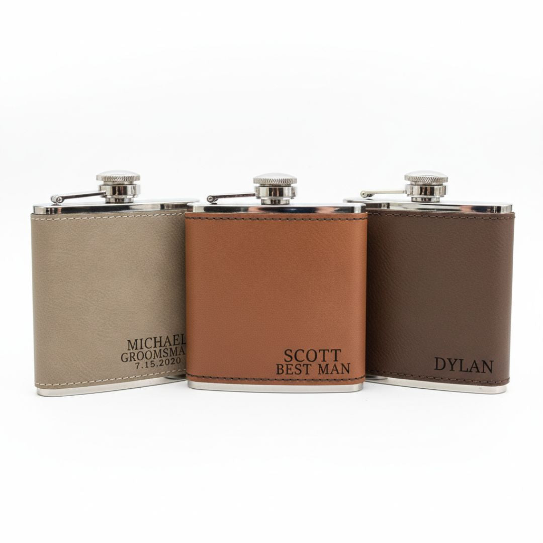 Leather Flask Gift Set