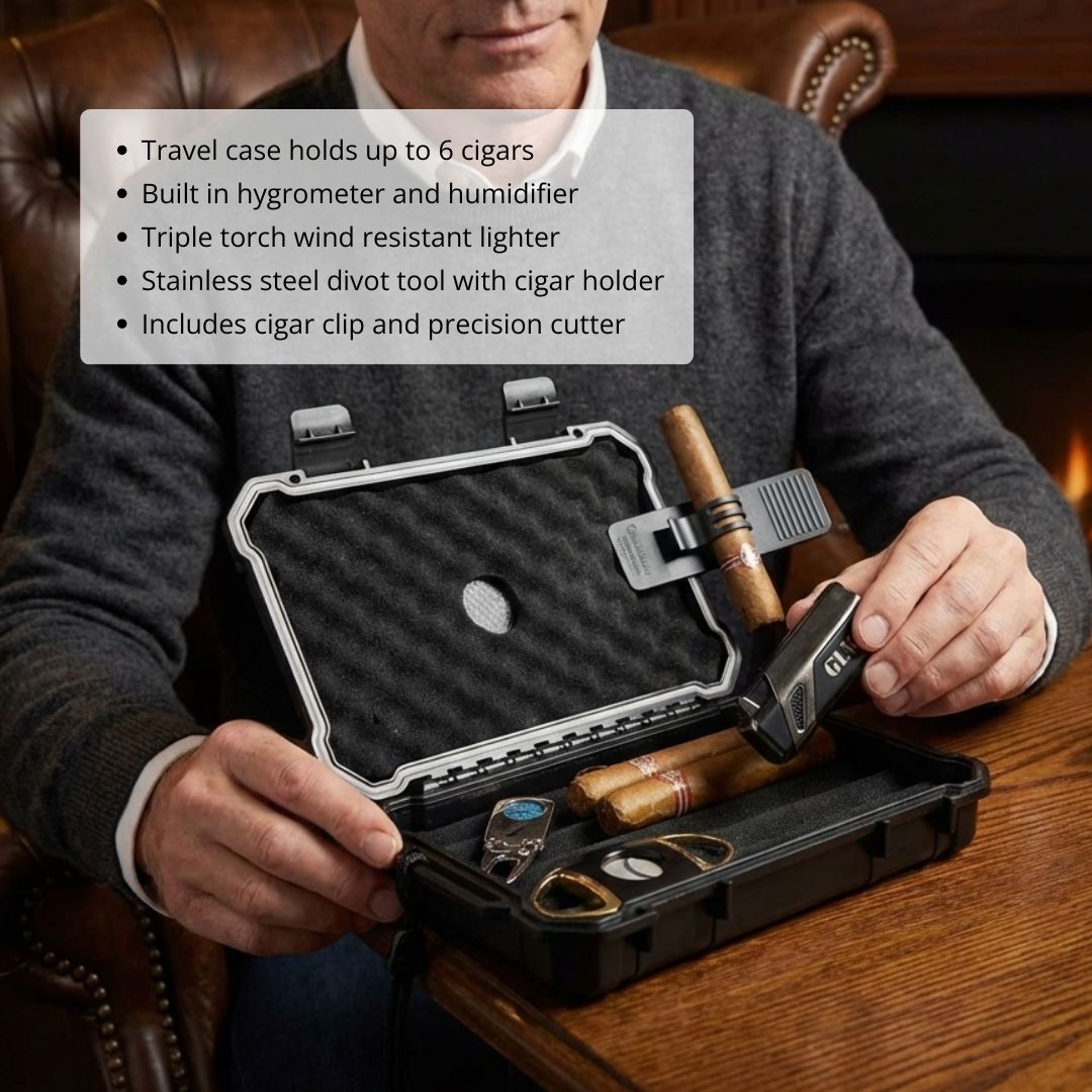 Golf Cigar Travel Case with Accessories