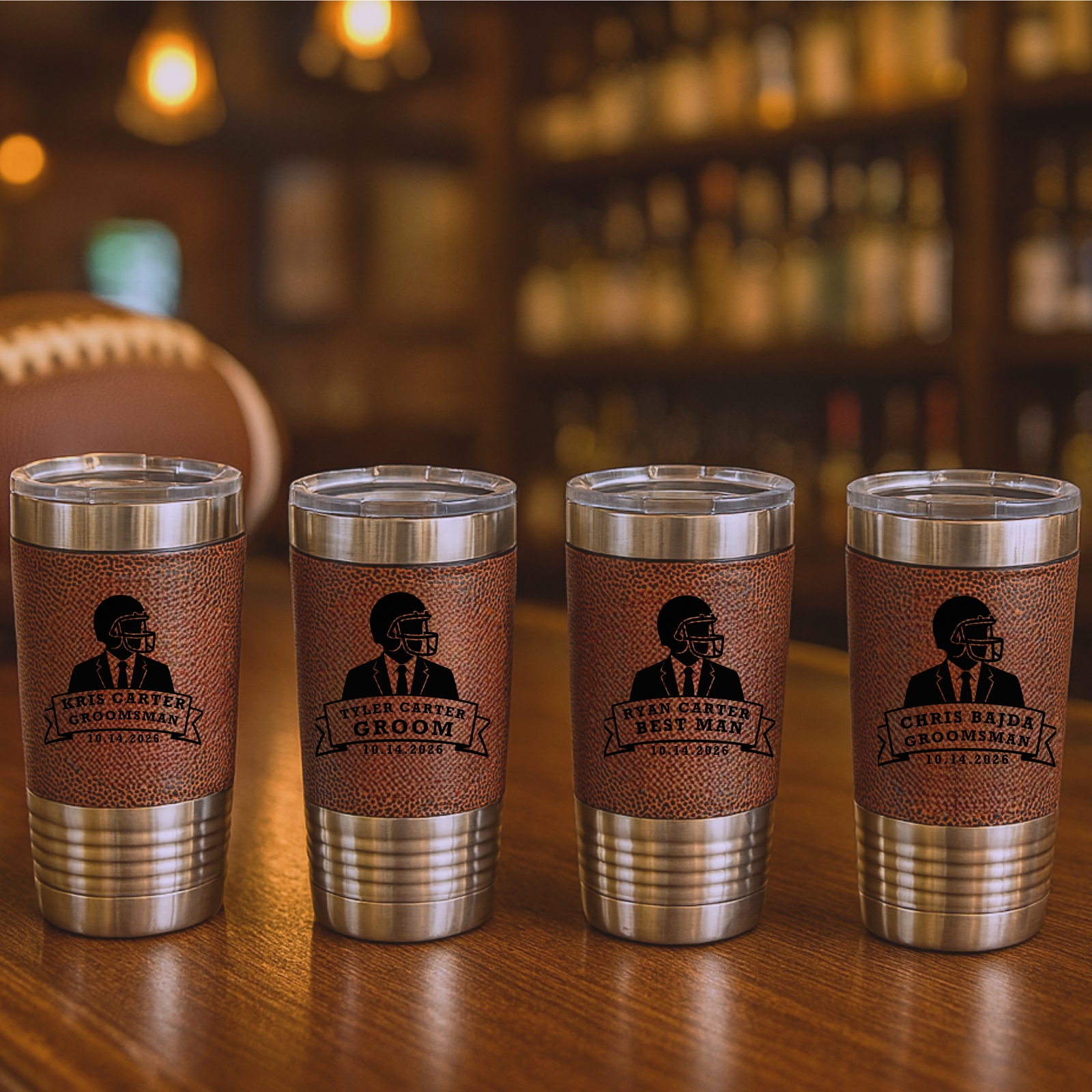 Grooms Crew Football Tumbler