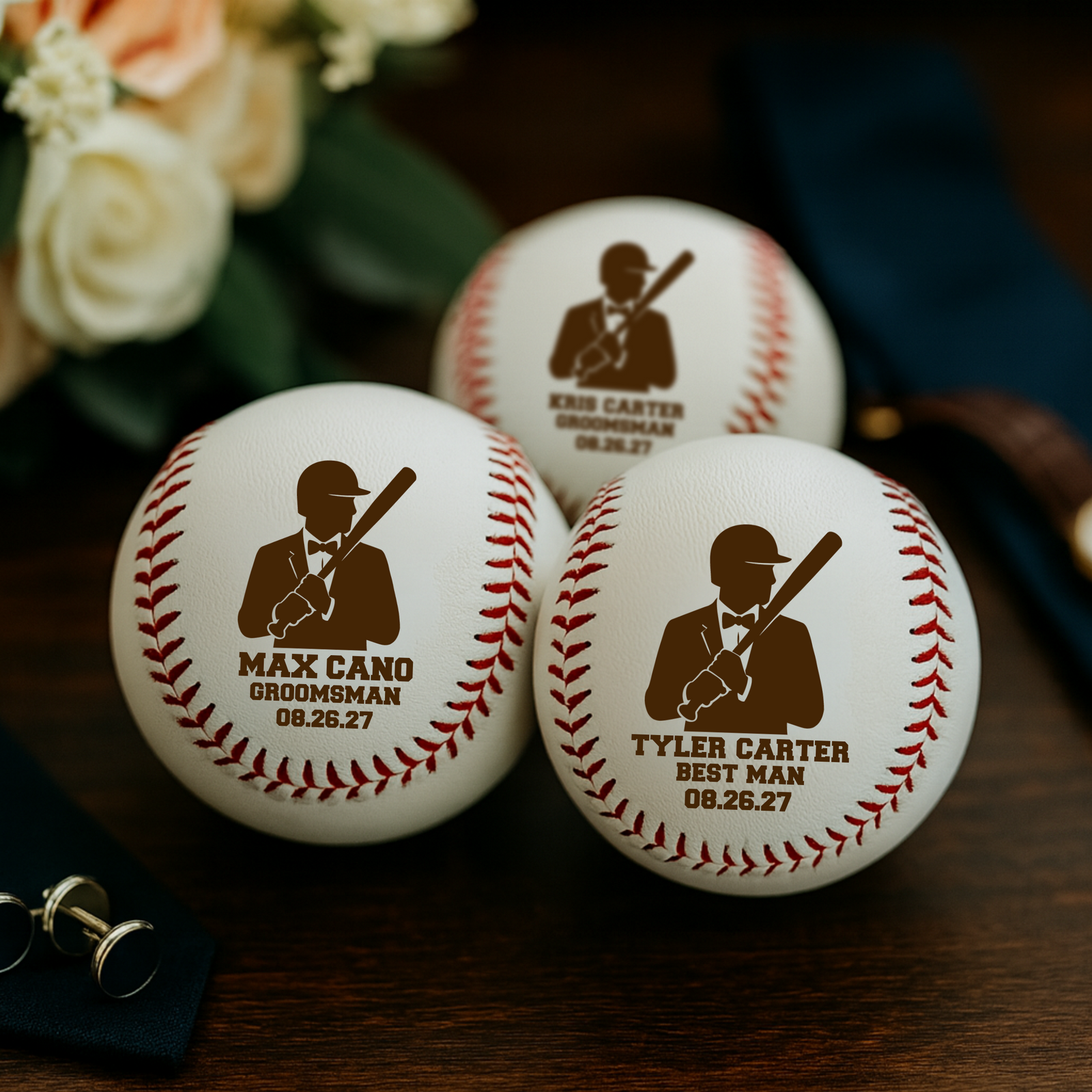 Diamond Classic Personalized Groomsmen Baseball