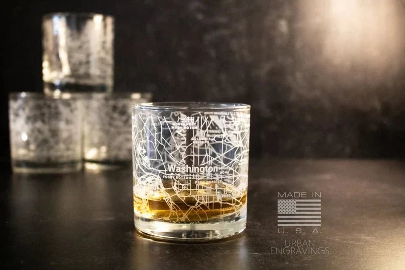 Unique Personalized City Map Rocks Glass Customized Whiskey Glass Gifts for Men by Groovy Guy