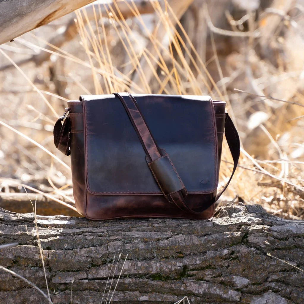Unique Personalized Rugged Leather Messenger Bag Customized Messenger Bag Gifts for Men by Groovy Guy