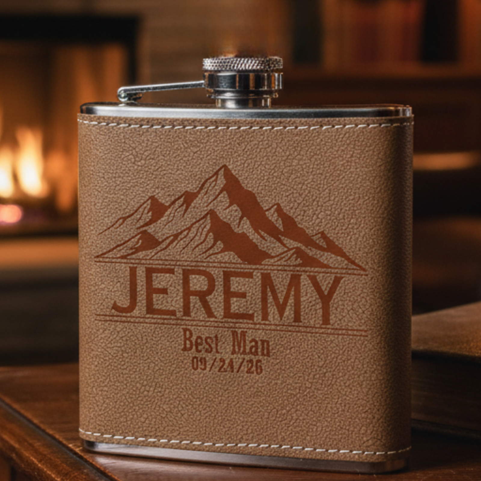 Leather Wrapped Groomsmen Flask