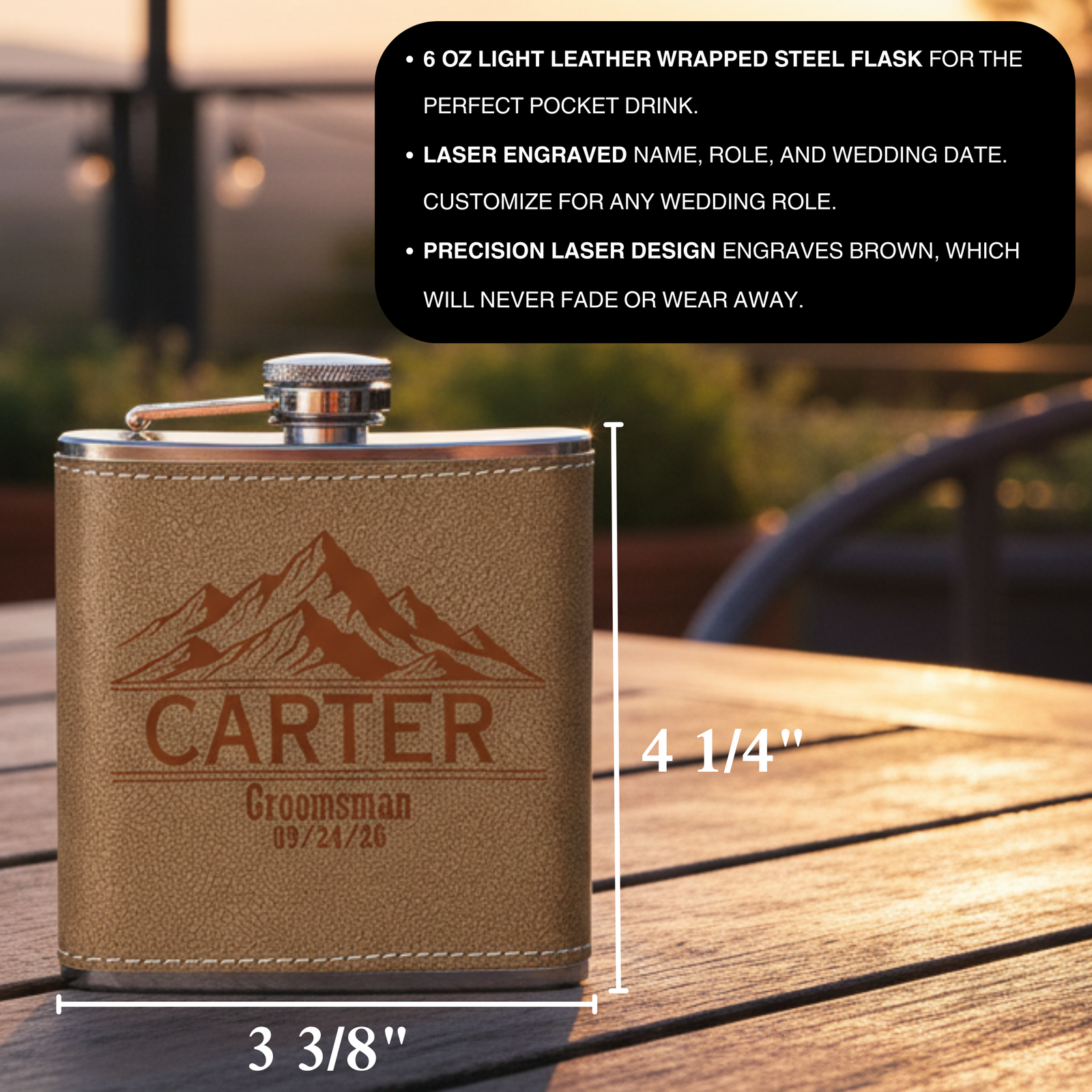 Leather Wrapped Groomsmen Flask