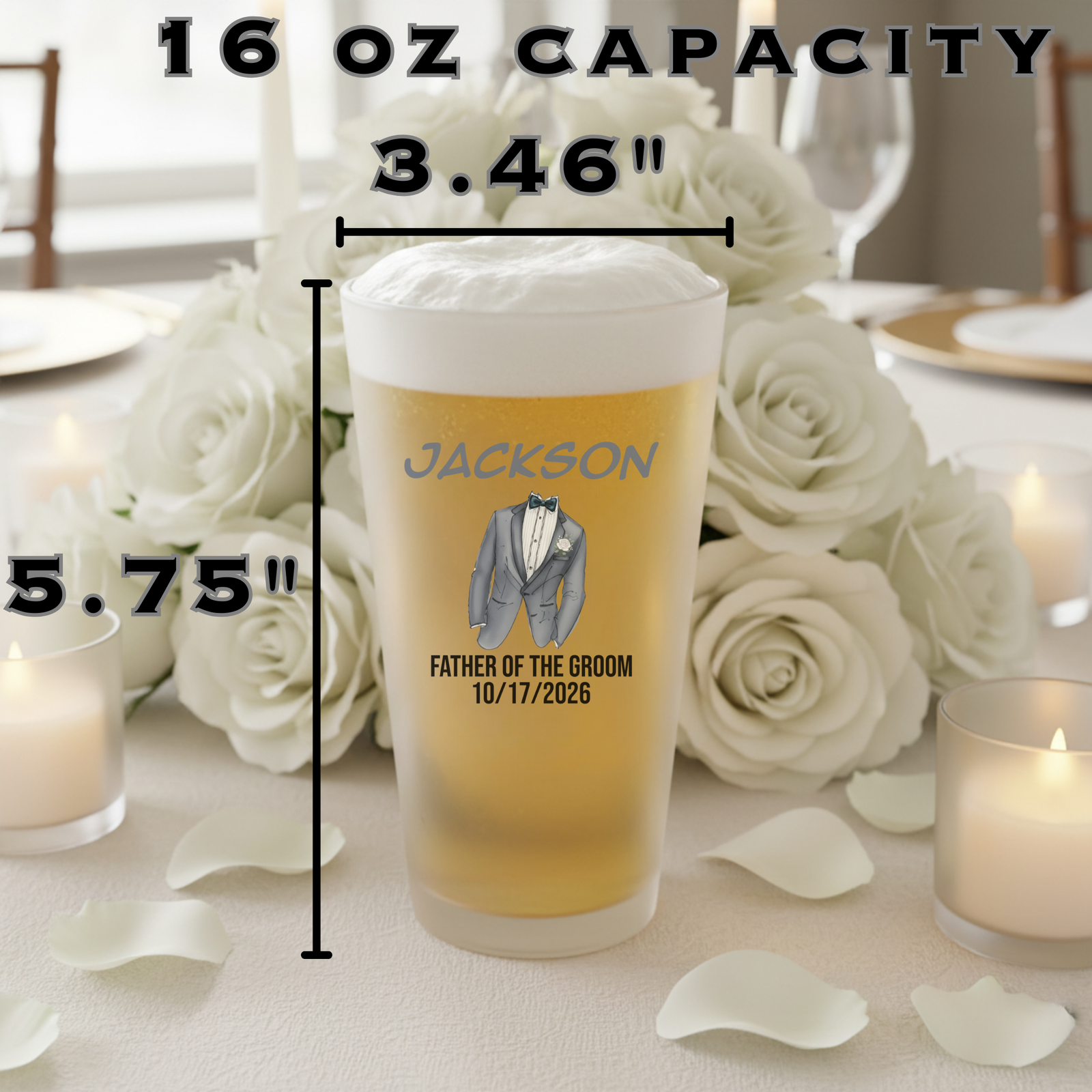 Suit Up Frosted Pint Glass