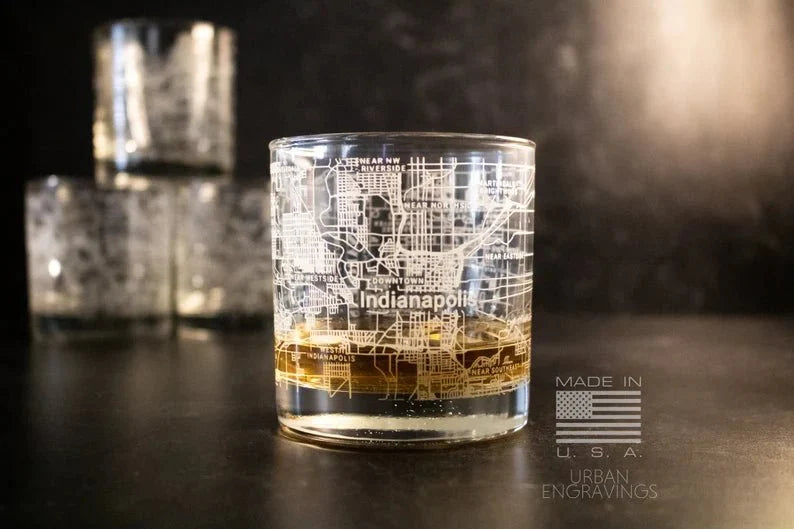 Unique Personalized City Map Rocks Glass Customized Whiskey Glass Gifts for Men by Groovy Guy