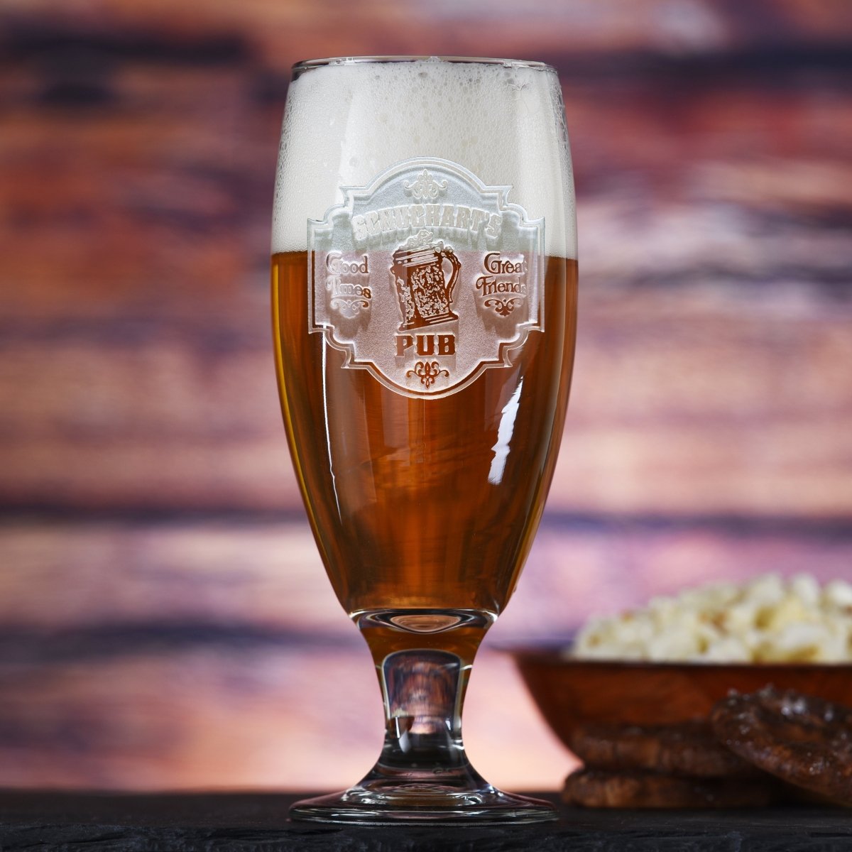 Pub Master personalized beer goblet with sand-carved name or monogram