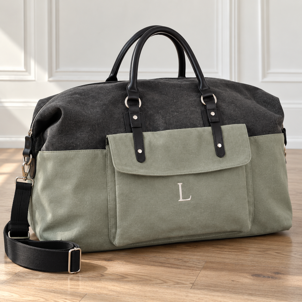 Monogrammed Canvas Duffle Bag