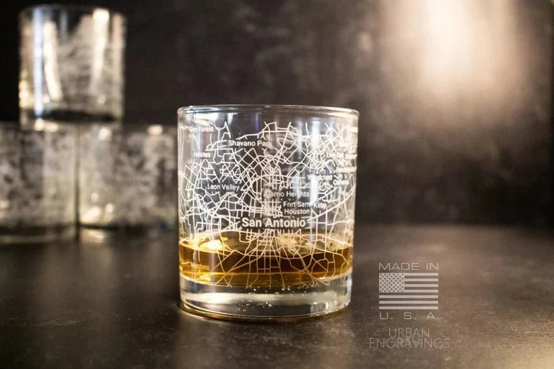 Unique Personalized City Map Rocks Glass Customized Whiskey Glass Gifts for Men by Groovy Guy
