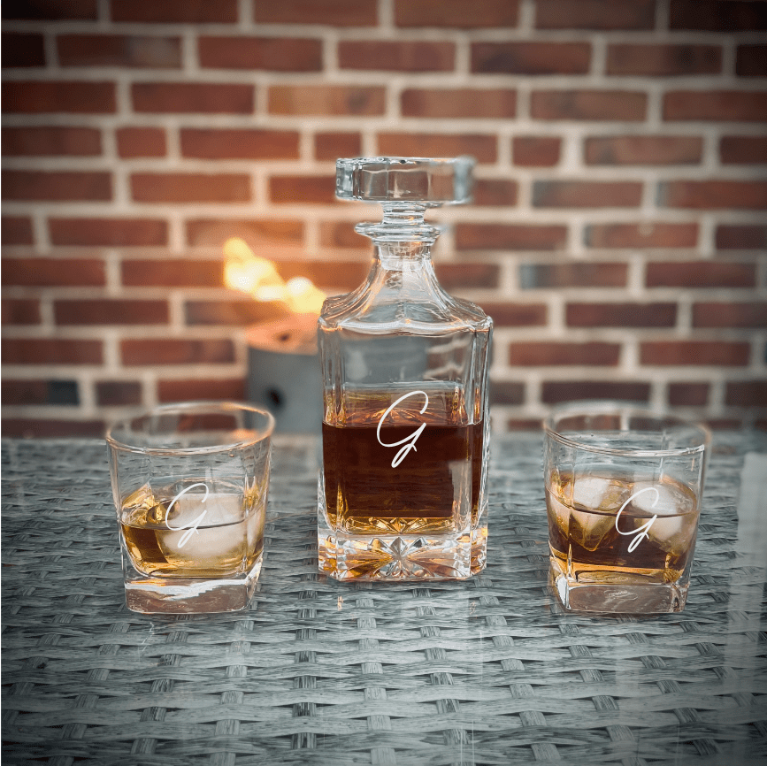 Unique Personalized Personalized Decanter Set with Box Customized Gift Set Gifts for Men by Groovy Guy