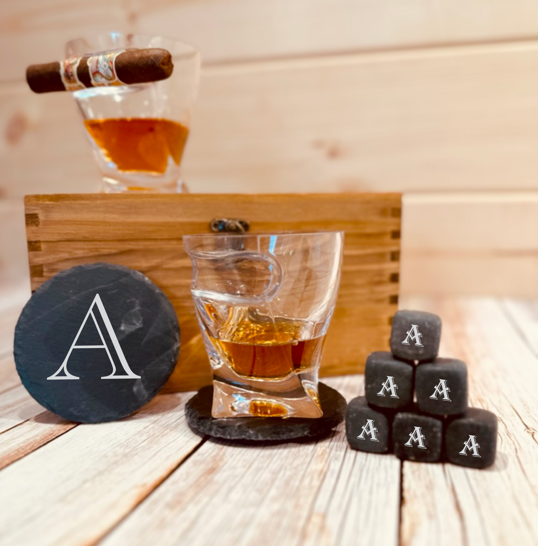 Whiskey Glass & Stones Set