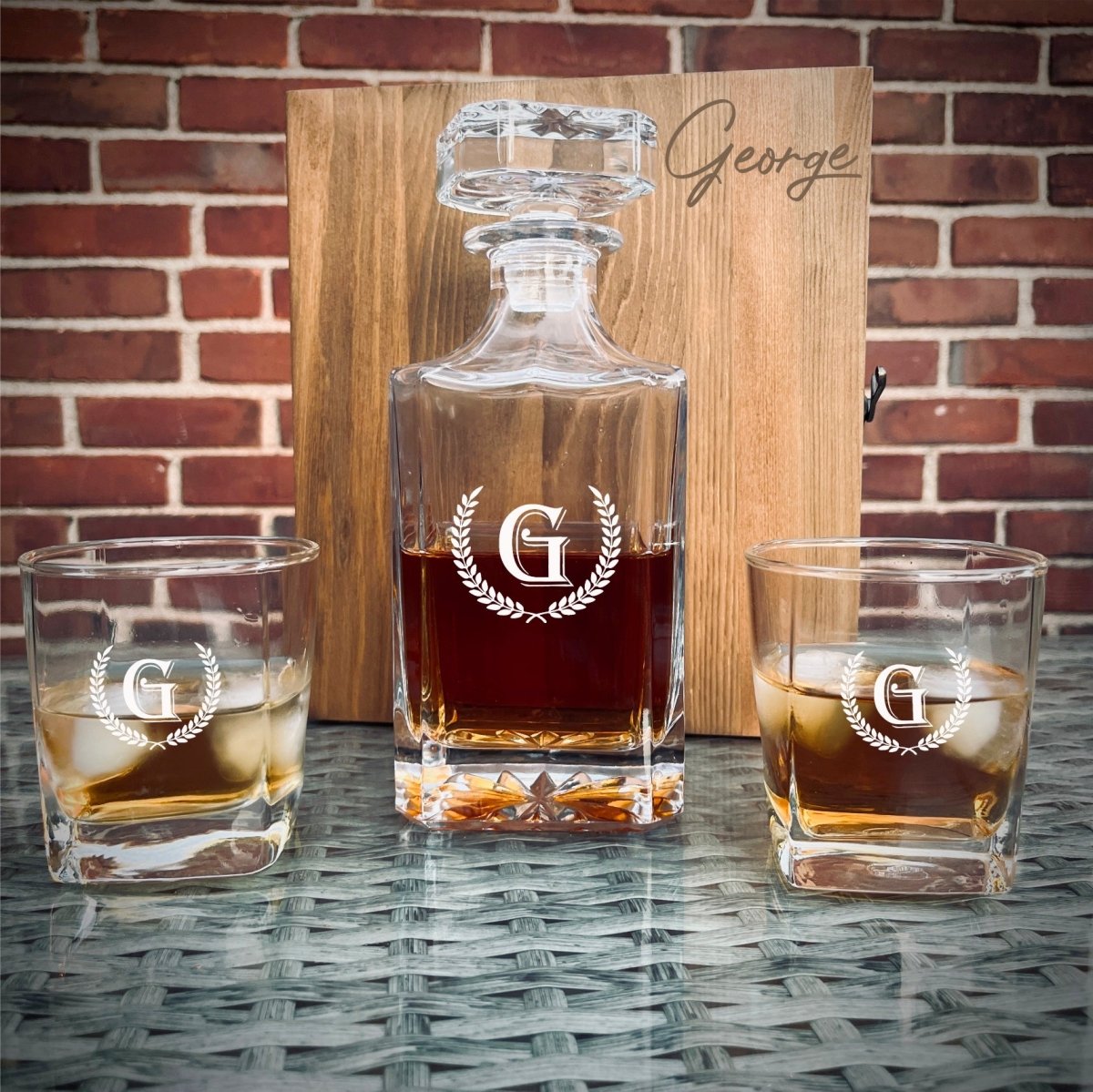 Unique Personalized Personalized Decanter Set with Box Customized Gift Set Gifts for Men by Groovy Guy
