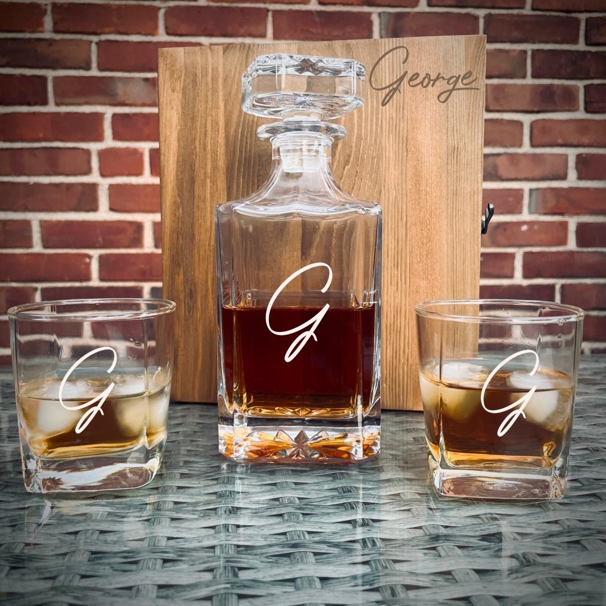 Unique Personalized Personalized Decanter Set with Box Customized Gift Set Gifts for Men by Groovy Guy