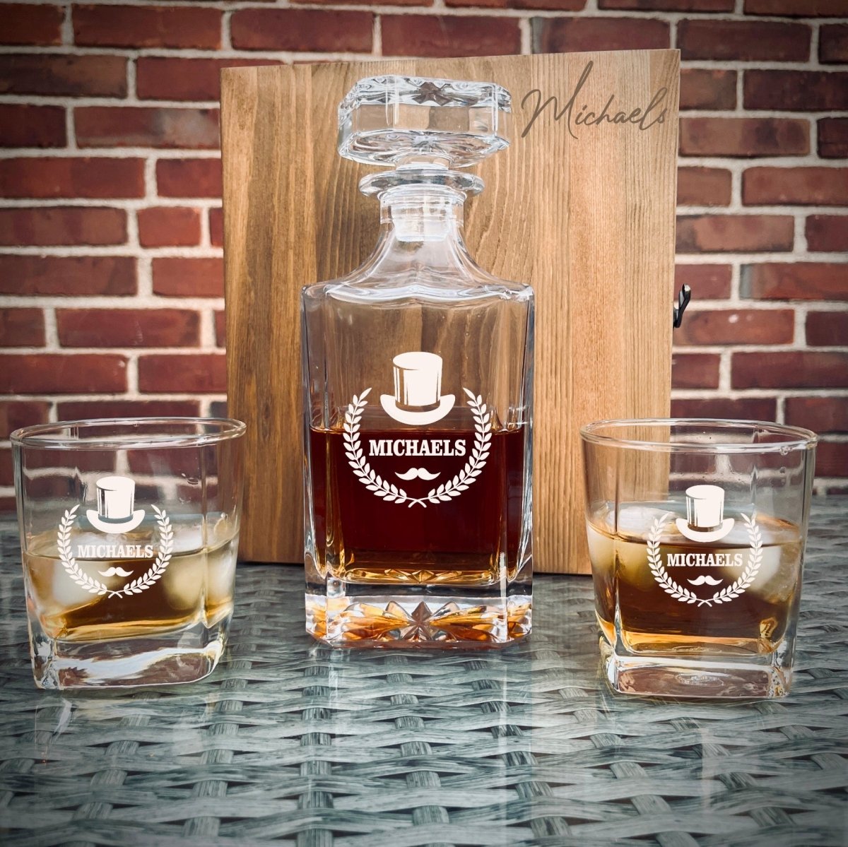 Unique Personalized Personalized Decanter Set with Box Customized Gift Set Gifts for Men by Groovy Guy