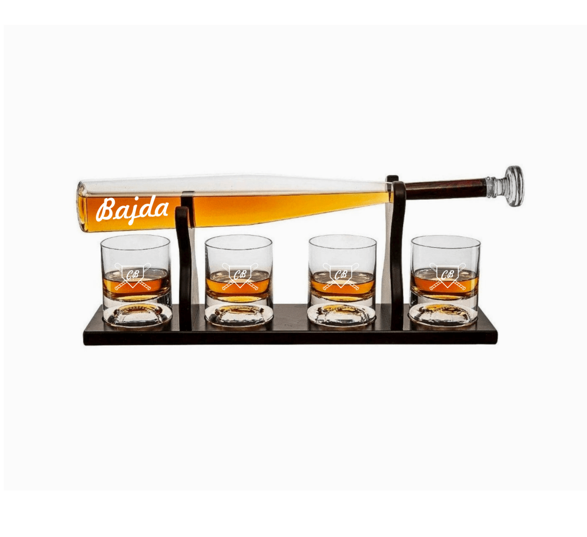 Unique Personalized Personalized Baseball Bat Whiskey Decanter Set Customized Baseball Gifts for Men by Groovy Guy