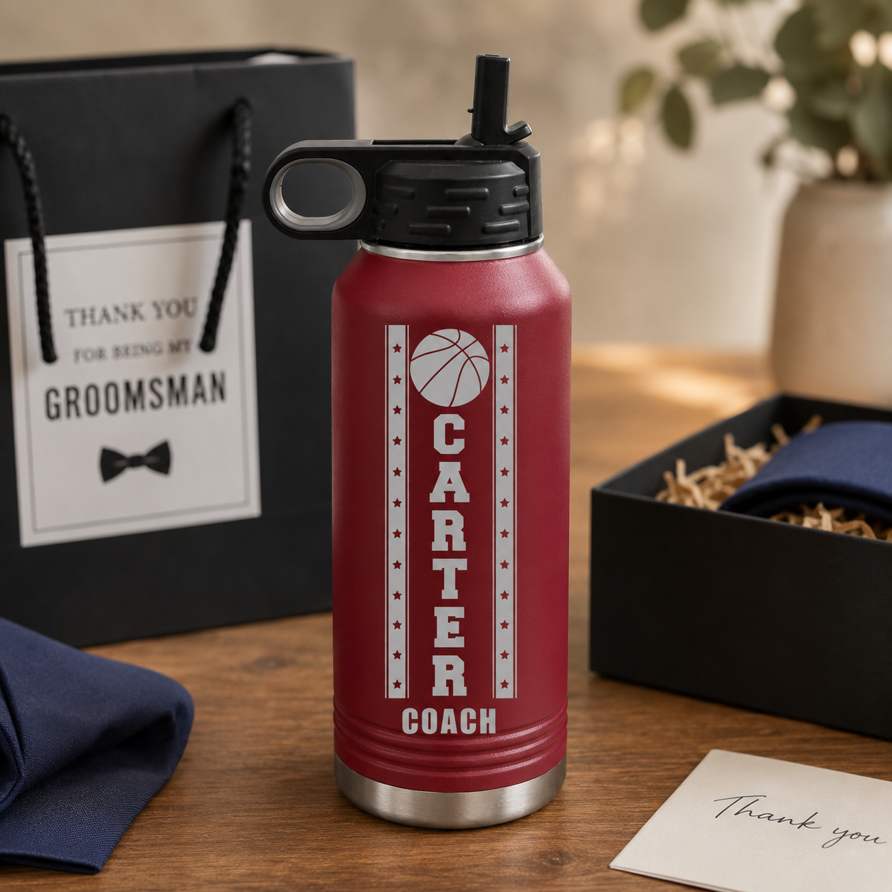 Personalized Basketball Groomsman Water Bottle