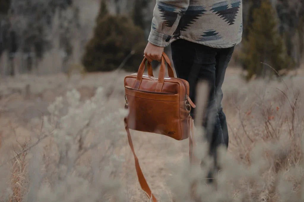 Unique Personalized Leather Laptop Carrier Customized Messenger Bag Gifts for Men by Groovy Guy