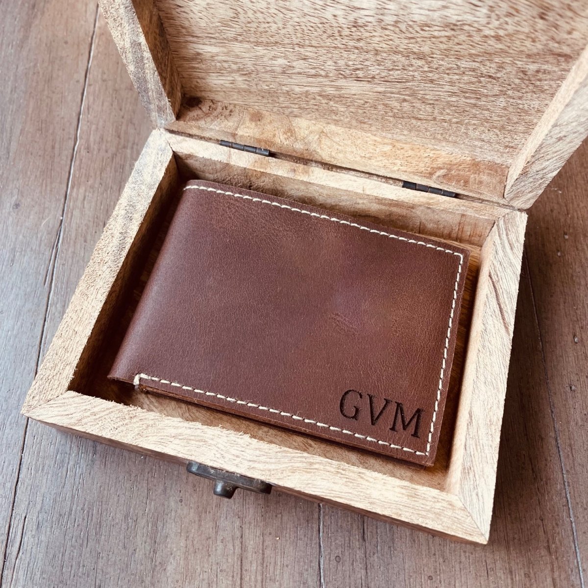 Unique Personalized Leather Bucks In a Box Custom Wallet Customized Wallet Gifts for Men by Groovy Guy