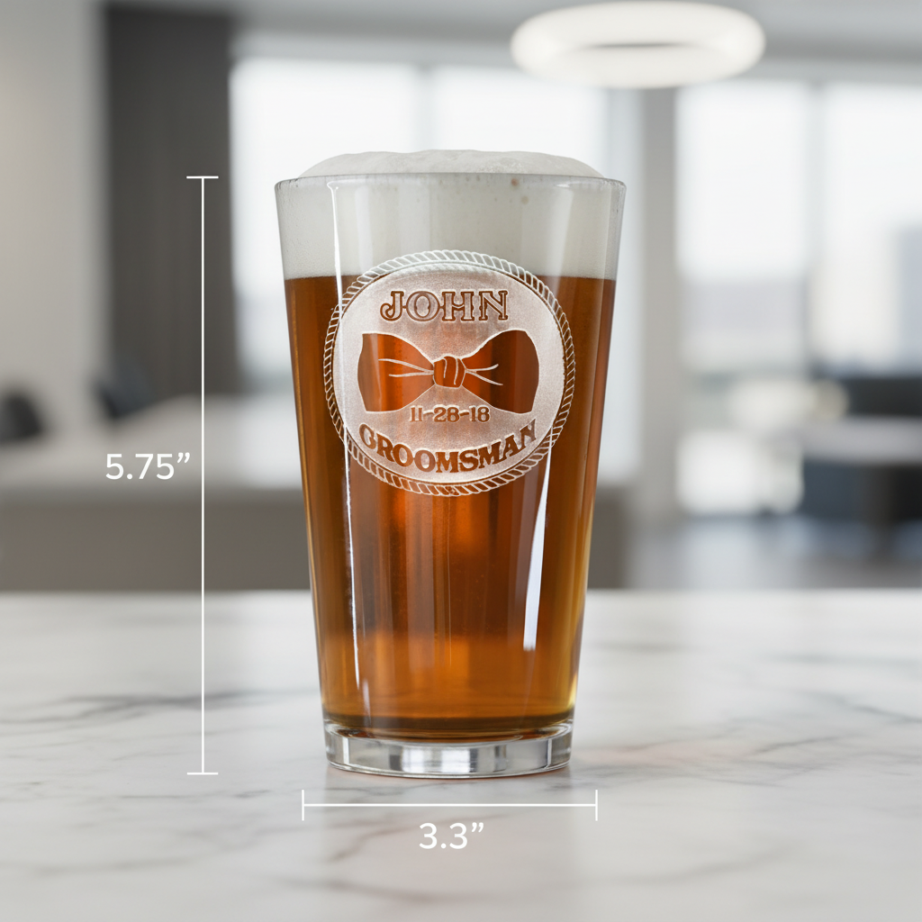 Groomsmen Bowtie Beer Glass