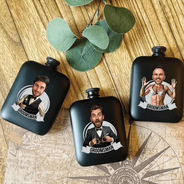 Groomsmen Grins Personalized Photo Flask