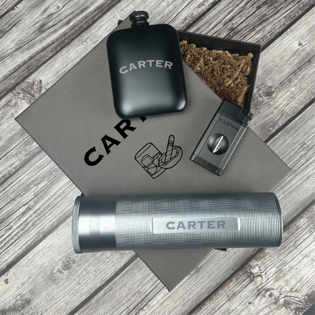 Unique Personalized Traveler's Trove Luxury Cigar Set Customized Cigar Gifts for Men by Groovy Guy