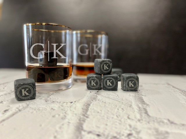 Custom Glasses and Personalized Whiskey Stones Set