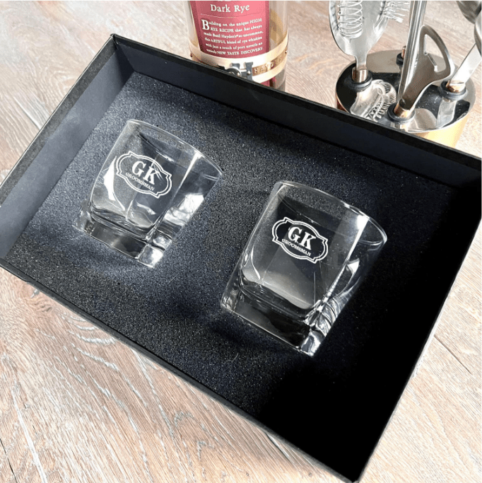 Unique Personalized Personalized Whiskey Glass Box Set Customized Groomsmen Gifts Gifts for Men by Groovy Guy