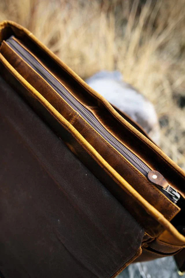 Unique Personalized Rugged Leather Messenger Bag Customized Messenger Bag Gifts for Men by Groovy Guy