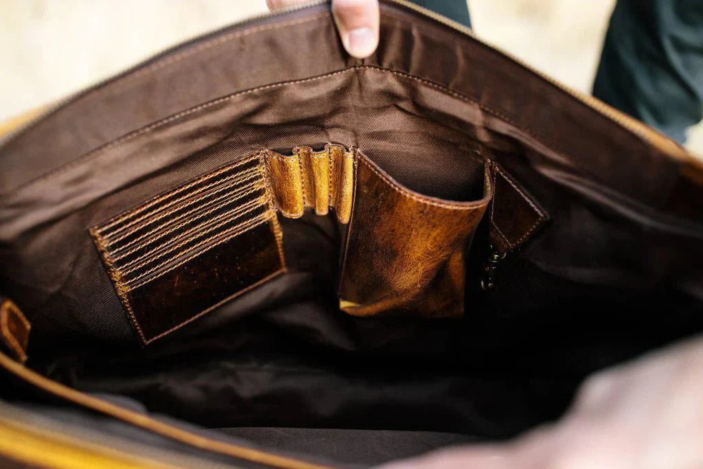 Unique Personalized Rugged Leather Messenger Bag Customized Messenger Bag Gifts for Men by Groovy Guy