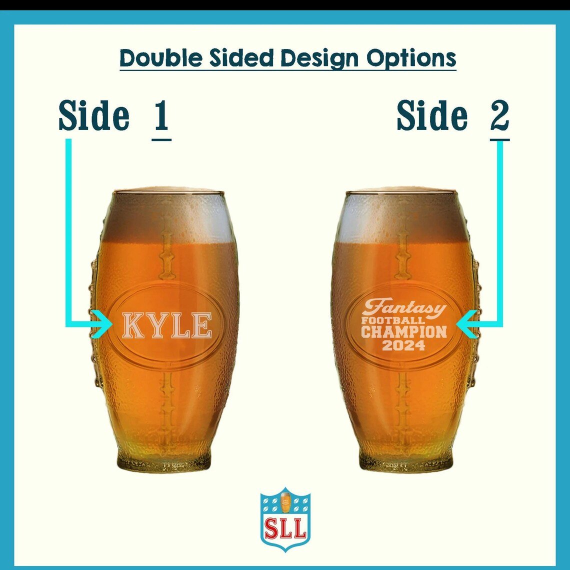 Unique Personalized Fantasy Football Champion Mug Customized Drinking Glass Gifts for Men by Groovy Guy