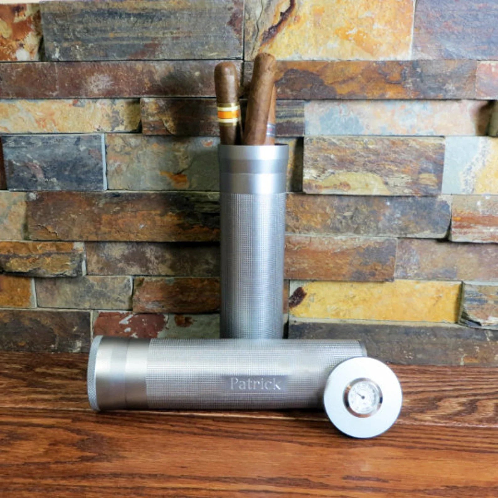 Unique Personalized Silver Personalized Travel Humidor Customized humidor Gifts for Men by Groovy Guy