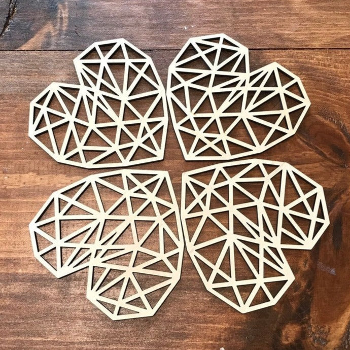 Geometric Heart Coasters
