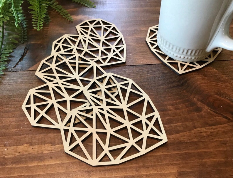 Geometric Heart Coasters