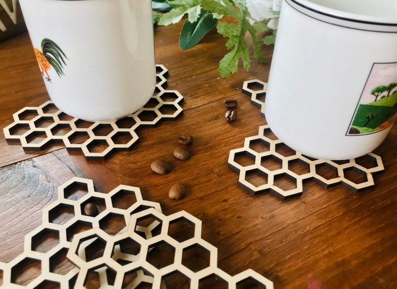 Unique Personalized Bee Hive Coaster Set Customized Coasters Gifts for Men by Groovy Guy
