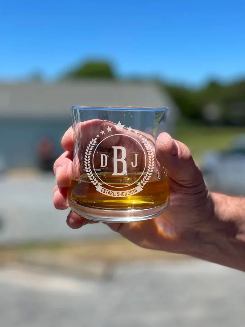 Unique Personalized Tipsy Rye Whiskey Glasses Customized Whiskey Glass Set Gifts for Men by Groovy Guy