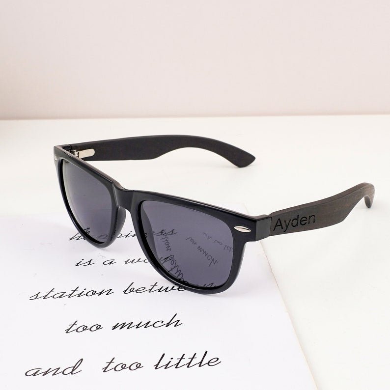 Unique Personalized Ebony Shades Customized Sunglasses Gifts for Men by Groovy Guy