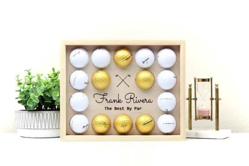 Unique Personalized Custom Golf Ball Display Frame Customized Golf Gifts for Men by Groovy Guy