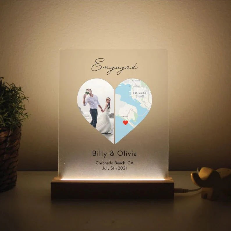 Unique Personalized Personalized Light Up Engagement Plaque Customized Anniversary Gifts for Men by Groovy Guy