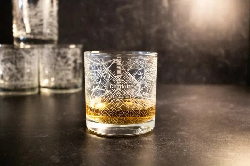 Unique Personalized City Map Rocks Glass Customized Whiskey Glass Gifts for Men by Groovy Guy