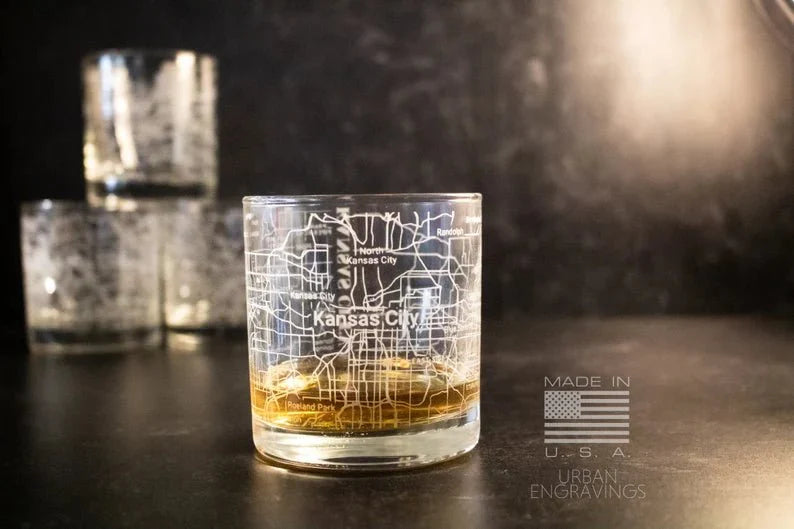 Unique Personalized City Map Rocks Glass Customized Whiskey Glass Gifts for Men by Groovy Guy