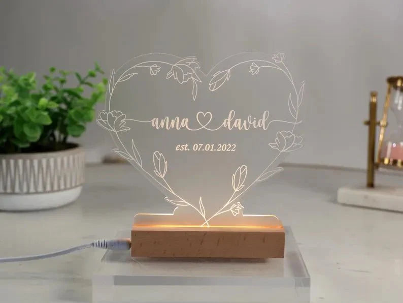 Unique Personalized Light Up Heart Name Sign Customized Anniversary Gifts for Men by Groovy Guy