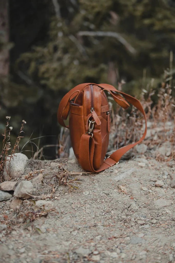 Unique Personalized Leather Laptop Carrier Customized Messenger Bag Gifts for Men by Groovy Guy