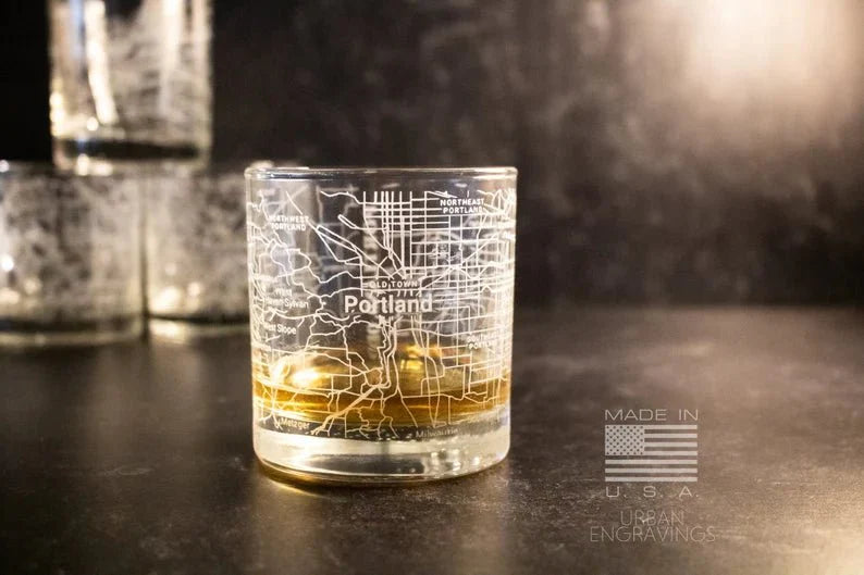 Unique Personalized City Map Rocks Glass Customized Whiskey Glass Gifts for Men by Groovy Guy