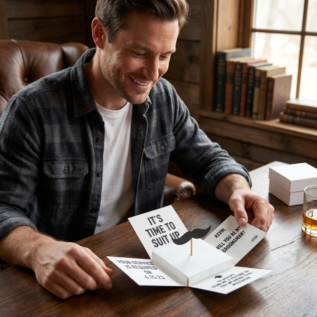 Mustache Groomsman Proposal Box