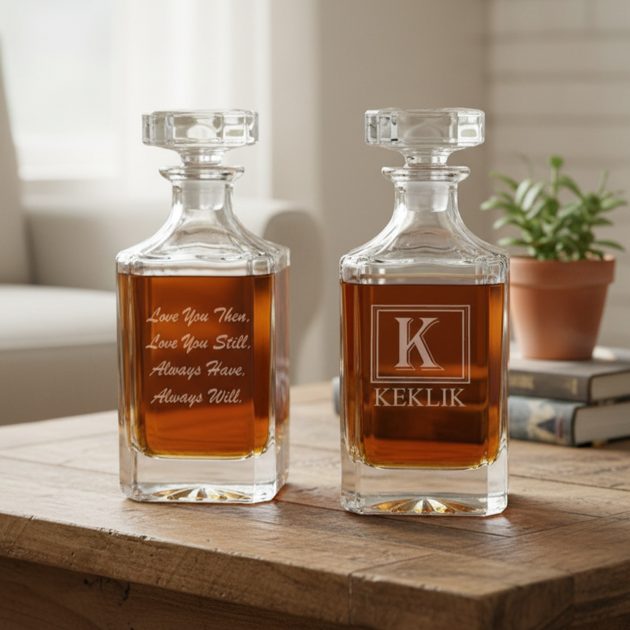 Personalized Decanter with Name, initial, and custom message on back