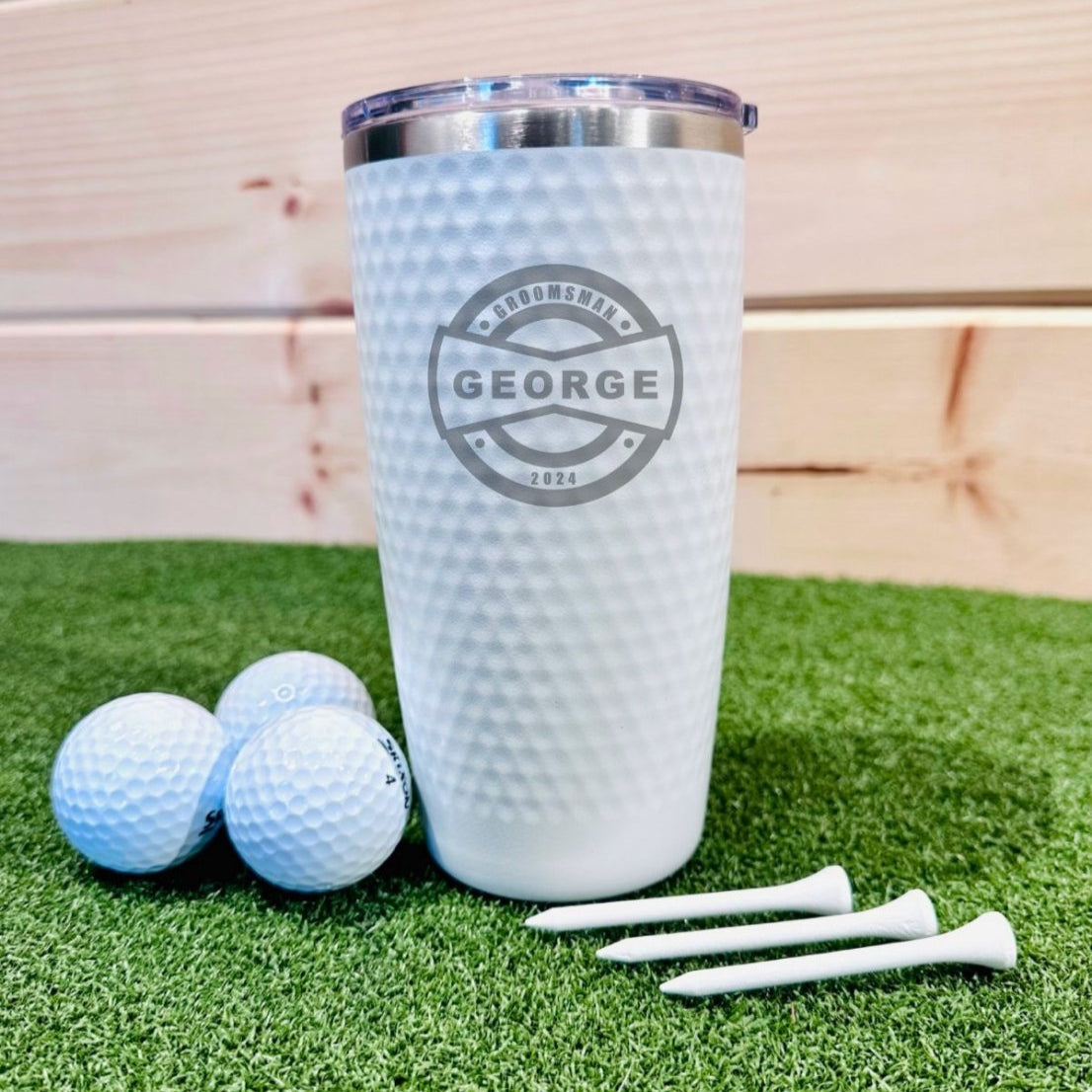 Tumbler Personalized Golf Dimpled Tumbler by Groovy Groomsmen Gifts