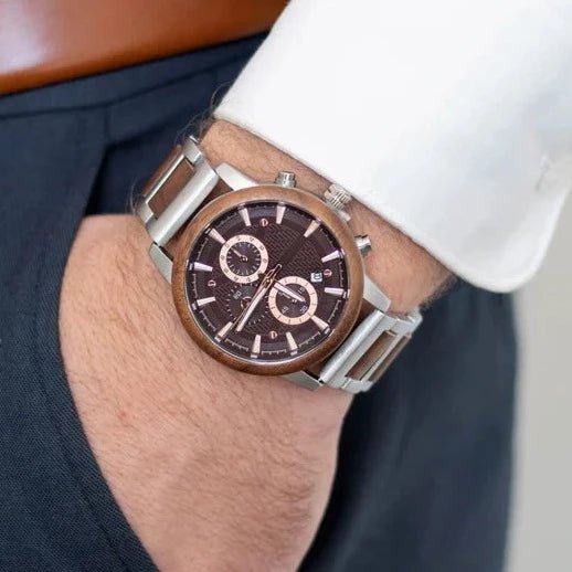 Watches Chronograph Walnut Watch by Groovy Groomsmen Gifts