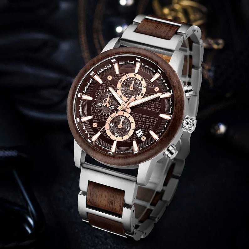 Watches Chronograph Walnut Watch by Groovy Groomsmen Gifts