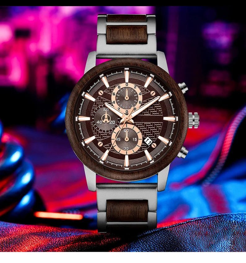 Watches Chronograph Walnut Watch by Groovy Groomsmen Gifts